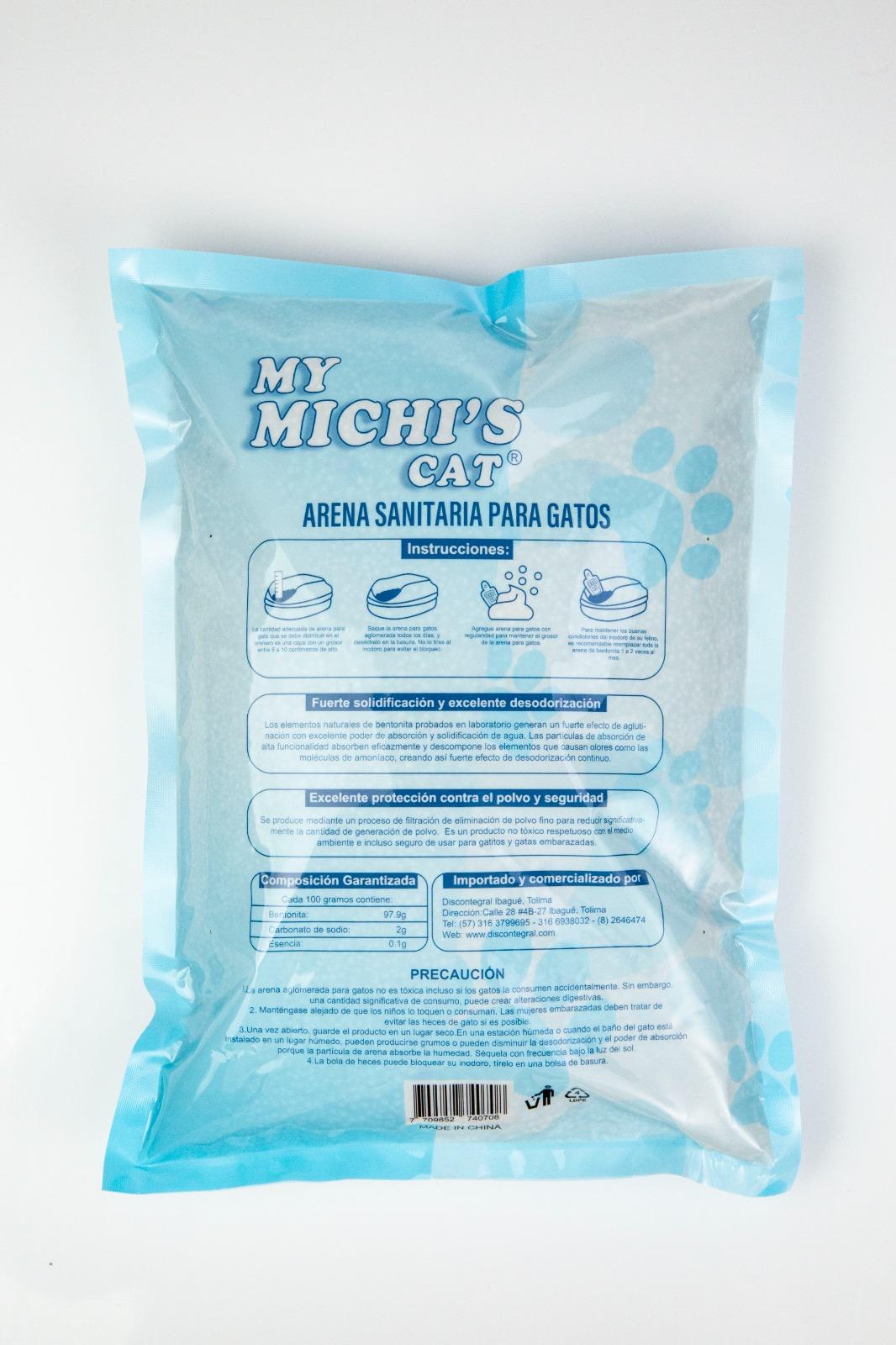 My Michi’s Cat Arena Sanitaria para Gatos | Bentonita Natural, Control de Olores y 99% Libre de Polvo | Discontegral Ibagué Tolima - Concentrados Contegral - Ringo - Nutriss - Mirringo - Filpo My Michi’s Cat Arena Sanitaria para Gatos | Bentonita Natural, Control de Olores y 99% Libre de Polvo - Imagen 5